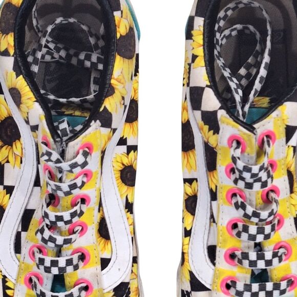 VANS Customs Sunflowers Old Skool size 6 Womens Fun Colorful Turquoise Yellow - Picture 4 of 16
